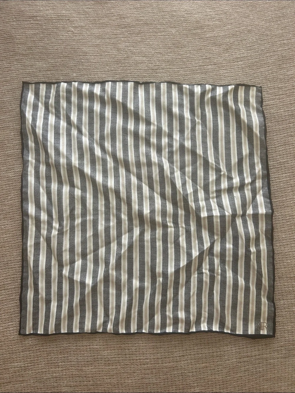 Banana Republic Men’s Black & Tan Striped 100% Silk Pocket Square